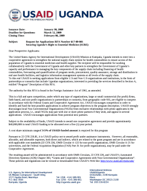 Subject:Request for Applications RFA Number 617-09-001