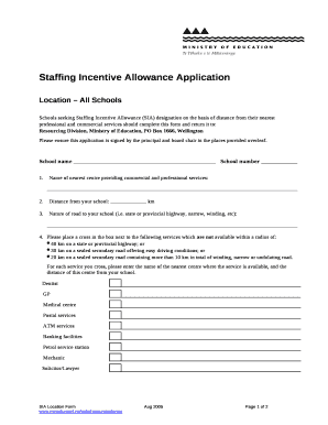Staffing Incentive Allowance Application