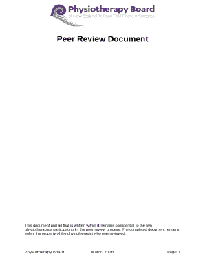 This document and all that is written within it remains confidential to the two physiotherapists participating in the peer review process