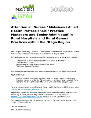 Attention all Nurses / Midwives / Allied Health Professionals / Practice Managers and Senior Admin staff in Rural Hospitals and Rural General Practices within the Otago Region