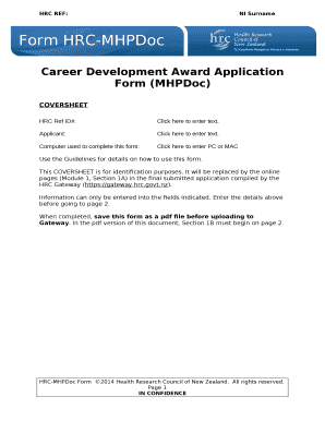 Career Development Award Application Form (MHPDoc)