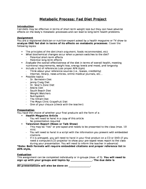 Fad diet project