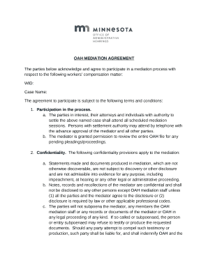 OAH MEDIATION AGREEMENT