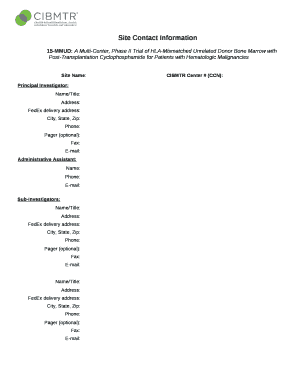 Site Contact Information