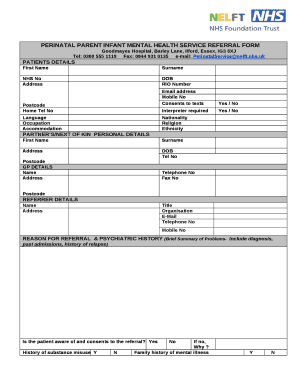 PERINATAL PARENT INFANT MENTAL HEALTH SERVICE REFERRAL FORM