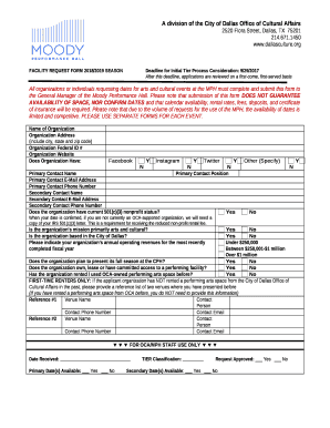 FACILITY REQUEST FORM 2018/2019 SEASONDeadline for Initial Tier Process Consideration: 9/29/2017