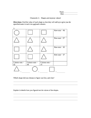 Classwork a shapes and mystery values answer key