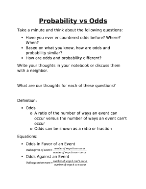 Probability vs Odds