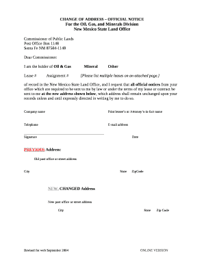 CHANGE OF ADDRESS OFFICIAL NOTICE