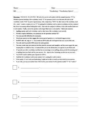 6B-Vocabulary:Vocabulary Quiz #