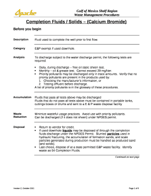 Completion Fluids / Solids (Calcium Bromide)