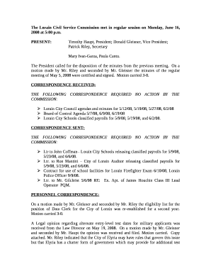 The Lorain Civil Service Commission met in regular session on Monday, June 16, 2008 at 5:00 p