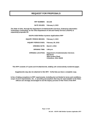 The State of Ohio, through the Department of Administrative Services, Enterprise Information Technology Contracting, for the Ohio Department of Job and Family Services (ODJFS) is requesting proposals for: