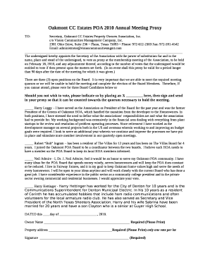 TO:Secretary, Oakmont CC Estates Property Owners Association, Inc