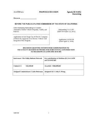 ALJ/JSW/avsPROPOSED DECISIONAgenda ID #14952