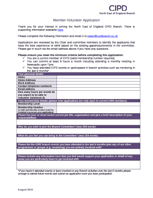 Member Volunteer Application