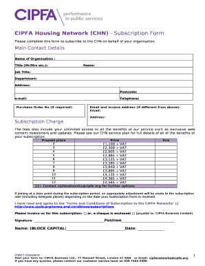 CIPFA Housing Network (CHN) - Subscription Form
