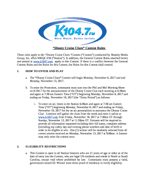 Disney Cruise Clues Contest Rules