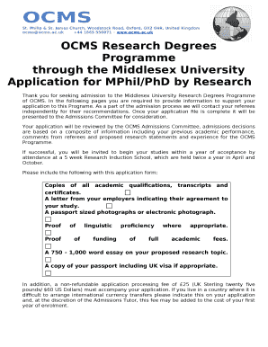Application for MPhil/PhD by Research