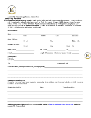 Leadership Kokomo Application Instructions