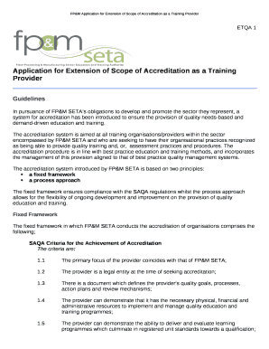 Application for Extension of Scope of Accreditation as a Training Provider