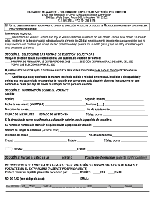 CIUDAD DE MILWAUKEE SOLICITUD DE PAPELETA DE VOTACIN POR CORREO