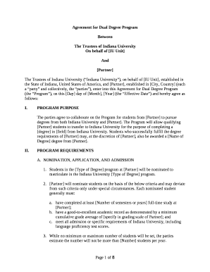 Agreement for Dual Degree Program