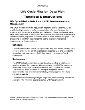 Life cycle mission data plan