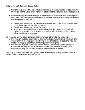 City of Howell Bulletin Board Policy