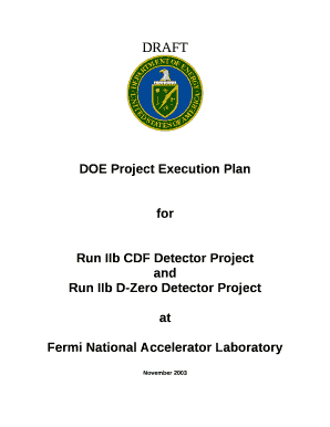 DOE Project Execution Plan