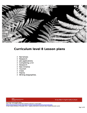 Curriculum level 8 Lesson plans