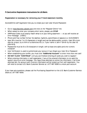 P-Card online Registration Instructions for US Bank: