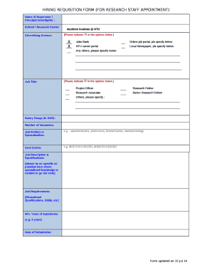 HIRING REQUISITION FORM (FOR RESEARCH STAFF APPOINTMENT)