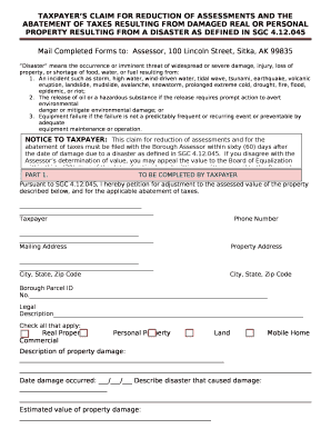 Mail Completed Forms to:Assessor, 100 Lincoln Street, Sitka, AK 99835