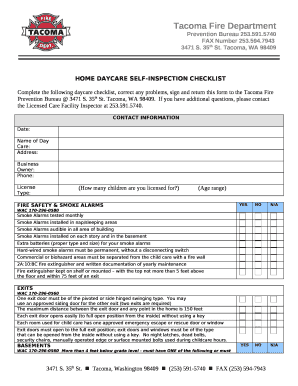 HOME DAYCARE SELF-INSPECTION CHECKLIST