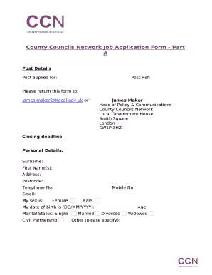 County Councils Network Job Application Form - Part A