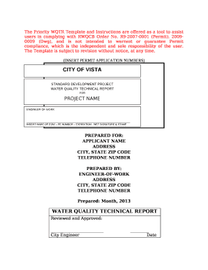 The Priority WQTR Template and Instructions are offered as a tool to assist users in complying with RWQCB Order No