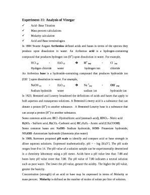 Experiment-11: Analysis of Vinegar