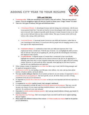 ADDING CITY YEAR TO YOUR RESUME