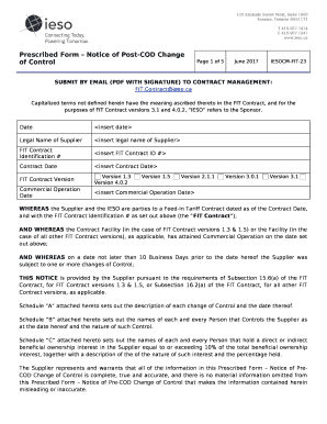 Commercial Operation Date template