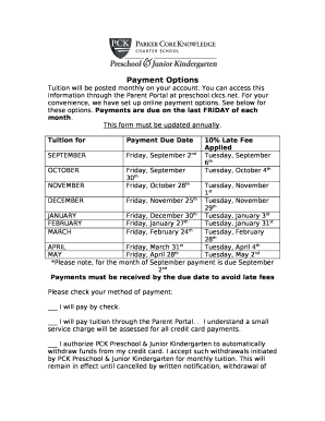 Tuition will be posted monthly on your account