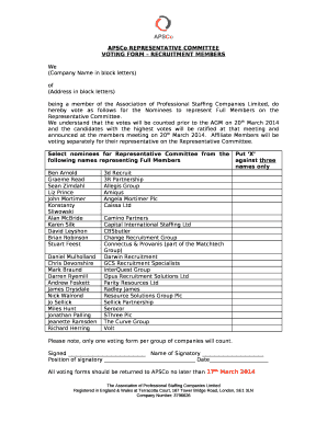 APSCo REPRESENTATIVE COMMITTEE
