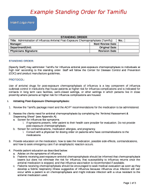Example Standing Order for