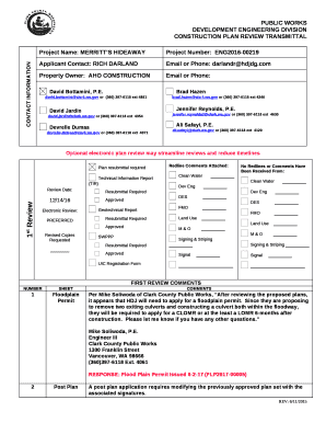 CONSTRUCTION PLAN REVIEW TRANSMITTAL