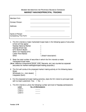 MARKET MAKING/PRINCIPAL TRADING