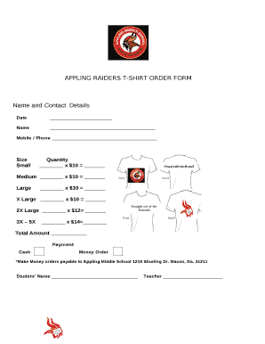 APPLING RAIDERS T-SHIRT ORDER template