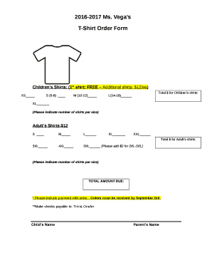 Childrens Shirts: (1st shirt: FREE Additional shirts: $12/ea)