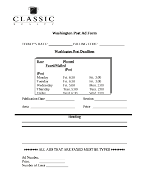 Washington Post Ad Form