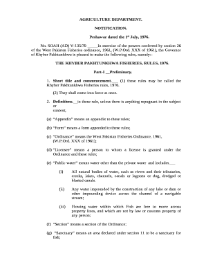 SOAH (AD) V-135/70 In exercise of the powers conferred by section 26 of the West Pakistan Fisheries ordinance, 1961, (W