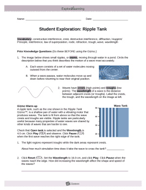 Student Exploration: Ripple Tank